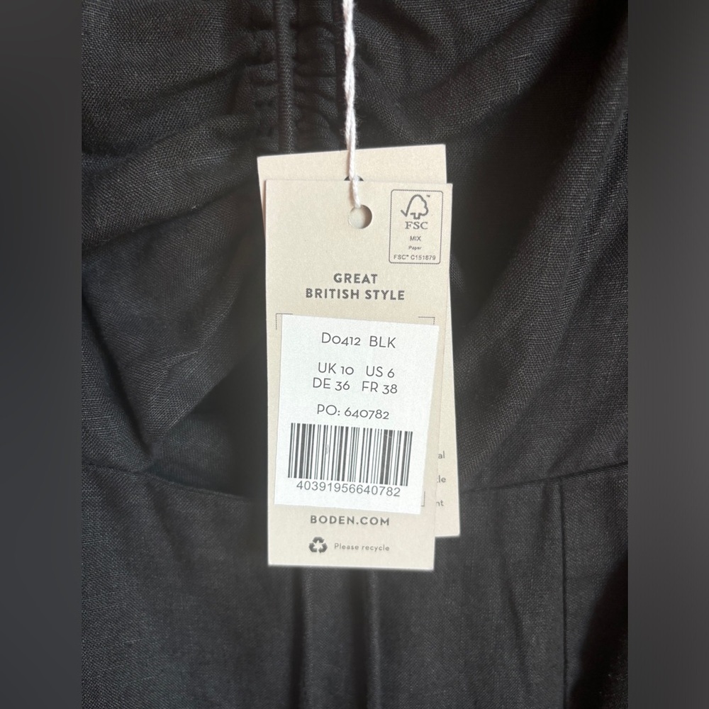 NWT Boden Black 100% Linen Short Sleeve Halter Neck Cutout Column Midi Dress 6 - Picture 8 of 12